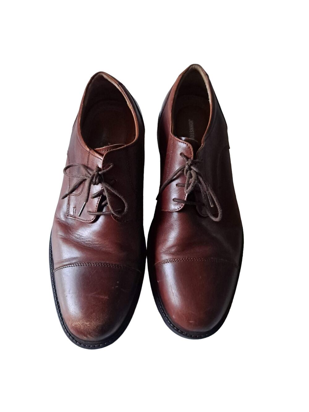 Johnston & Murphy Knowland Shoes Men's Size 12W Lace Up Leather Brown Cap Toe